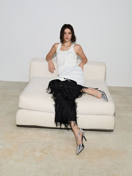 Metallic Asymmetric D'Orsay Pumps, Silver, hi-res
