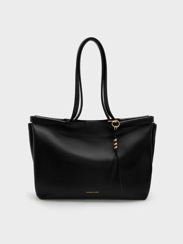 XL Zephyr Tassel Tote Bag, Black, hi-res