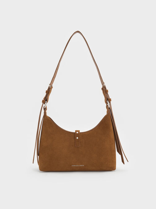 Lark Studded Belted Shoulder Bag, Sienna Brown, hi-res