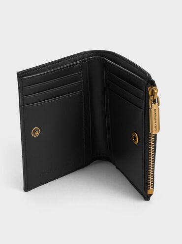 Donna Panelled Top-Zip Wallet, Black, hi-res