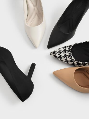 Houndstooth Print Cylindrical Heel Pumps, Multi, hi-res