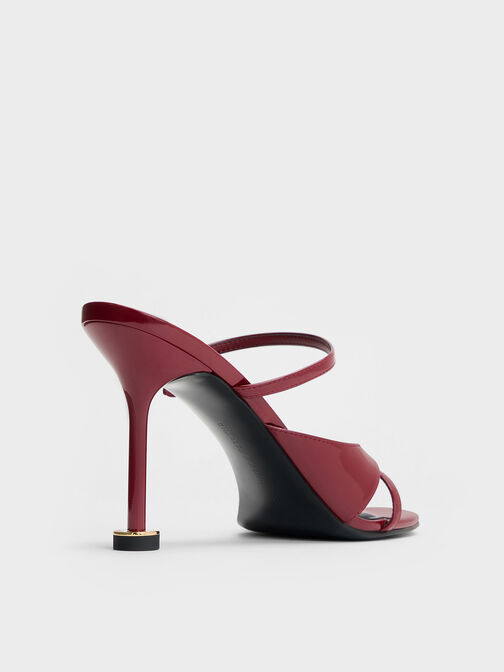 Wynn Patent Strappy Heeled Mules, Red, hi-res