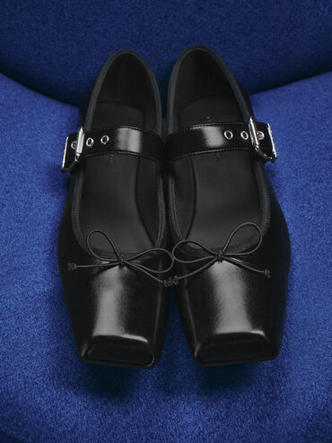 Myler Bow Mary Janes, Black, hi-res