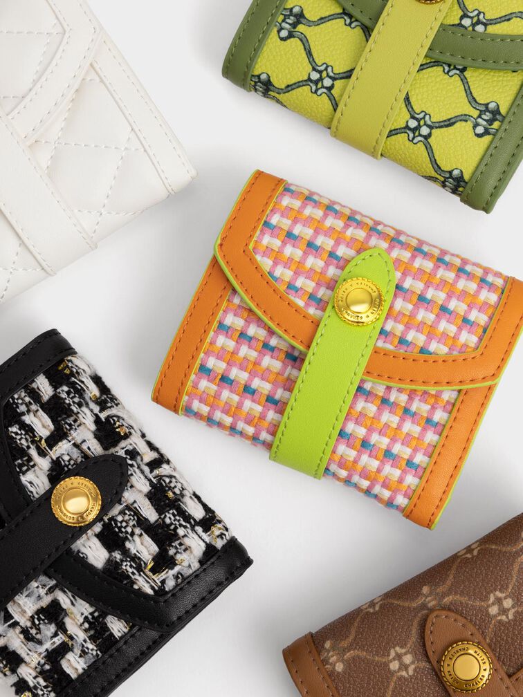 Este Belted Printed Small Wallet, Lime, hi-res