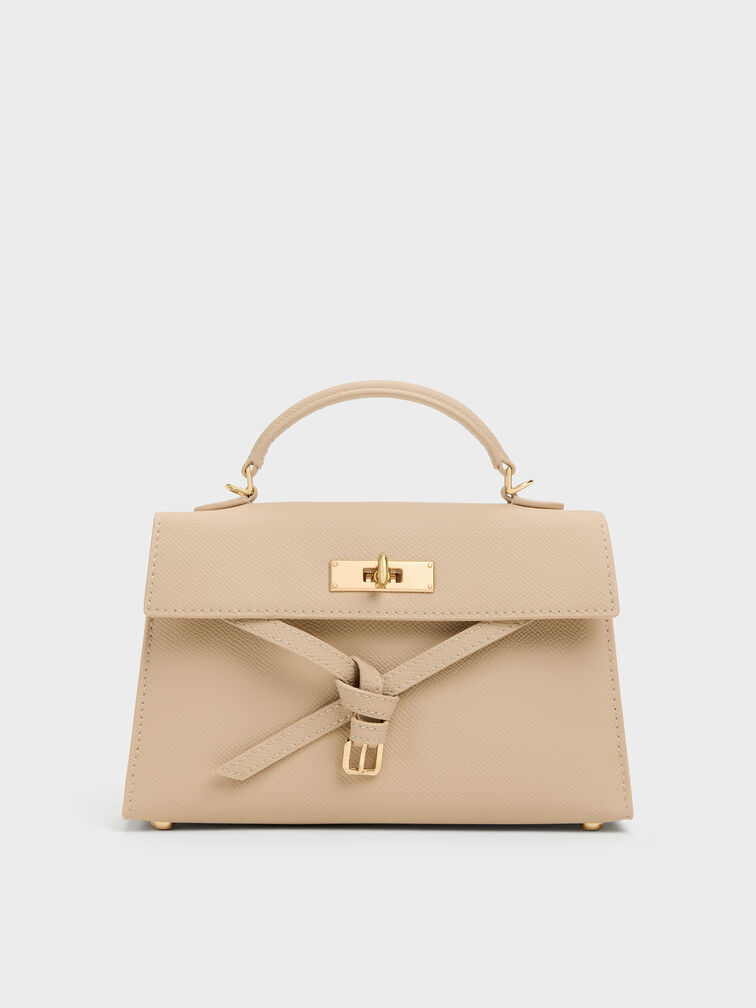 Tricha Knotted-Belt Top Handle Bag, Sand Beige, hi-res