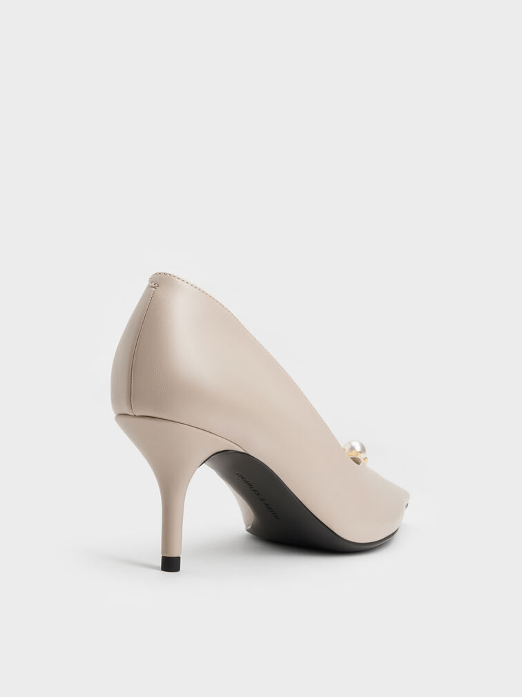 Marie Pearl Pointed Pumps, Taupe, hi-res