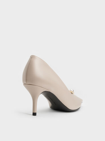 Marie Pearl Pointed Pumps, Taupe, hi-res