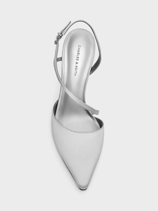 Cordelia Pointed Slingback Pumps, Silver, hi-res