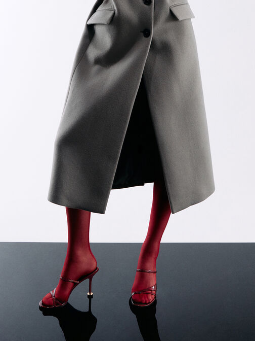 Wynn Patent Strappy Heeled Mules, Red, hi-res