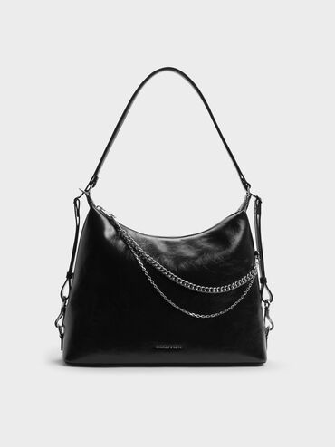 Atwood Chain Convertible Hobo Bag, Noir, hi-res