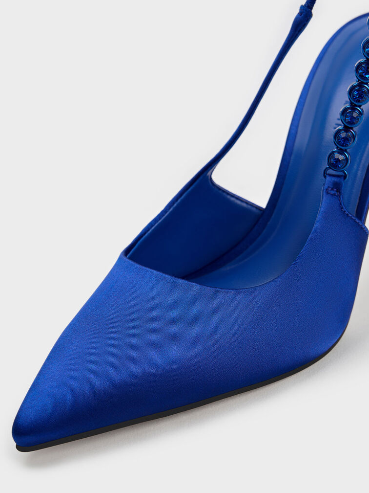 Flores Gem-Strap Slingback Pumps, Blue, hi-res
