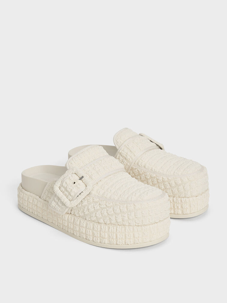 Loren Textured Flatform Mules, Chalk, hi-res