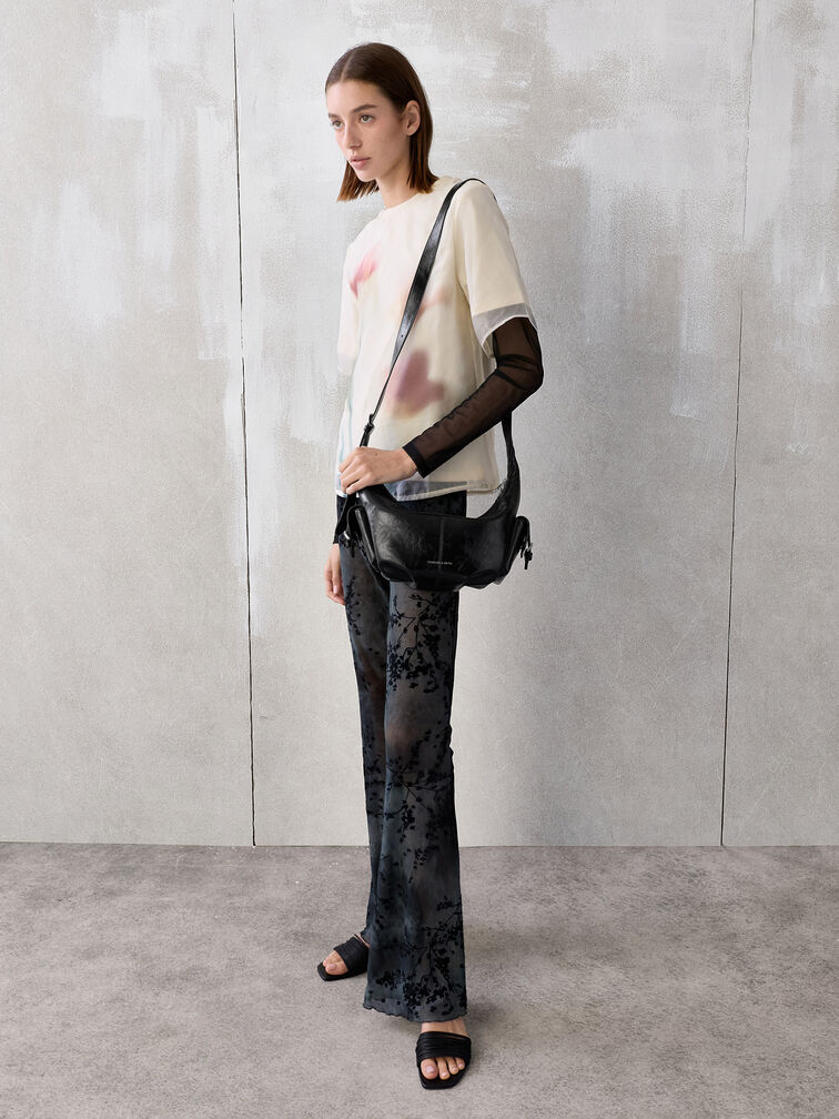 Bessie Side-Pocket Hobo Bag, Noir, hi-res