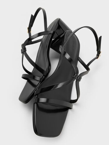 Strappy Block-Heel Slingback Sandals, Black Boxed, hi-res