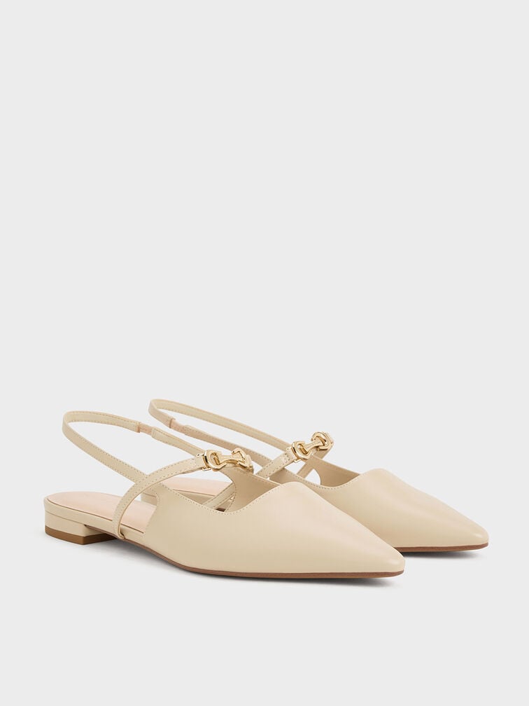 Trifina Pointed Slingback Flats, Taupe, hi-res