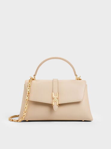 Adalyn Metallic-Buckle Top Handle Bag, Dusted Oat, hi-res