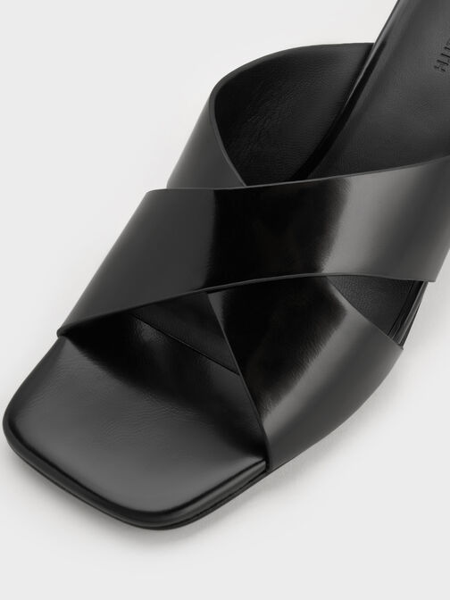 Georgina Crossover Blade-Heel Mules, Black Boxed, hi-res