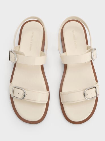 Double-Strap Slingback Sandals, Cream, hi-res