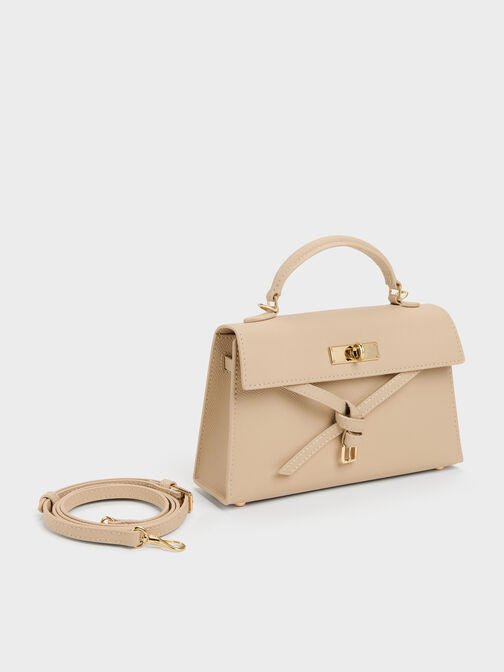 Tricha Knotted-Belt Top Handle Bag, Sand Beige, hi-res