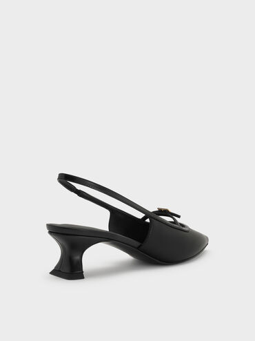 Buckle-Strap Slingback Pumps, Black, hi-res