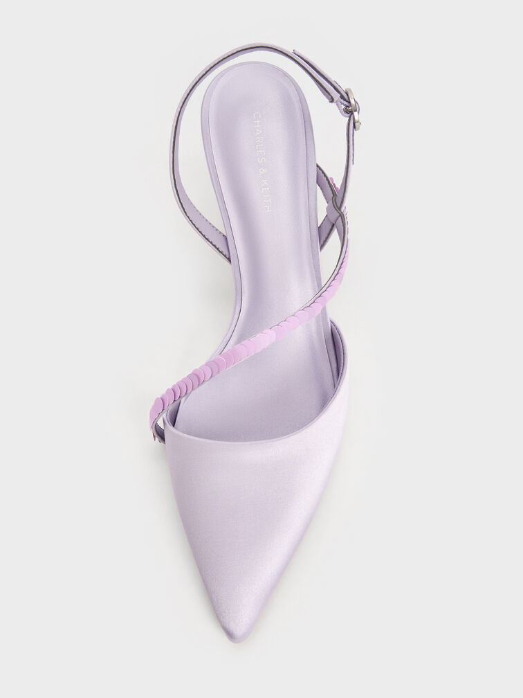 Briella Sequinned Slingback Pumps, Lilac, hi-res