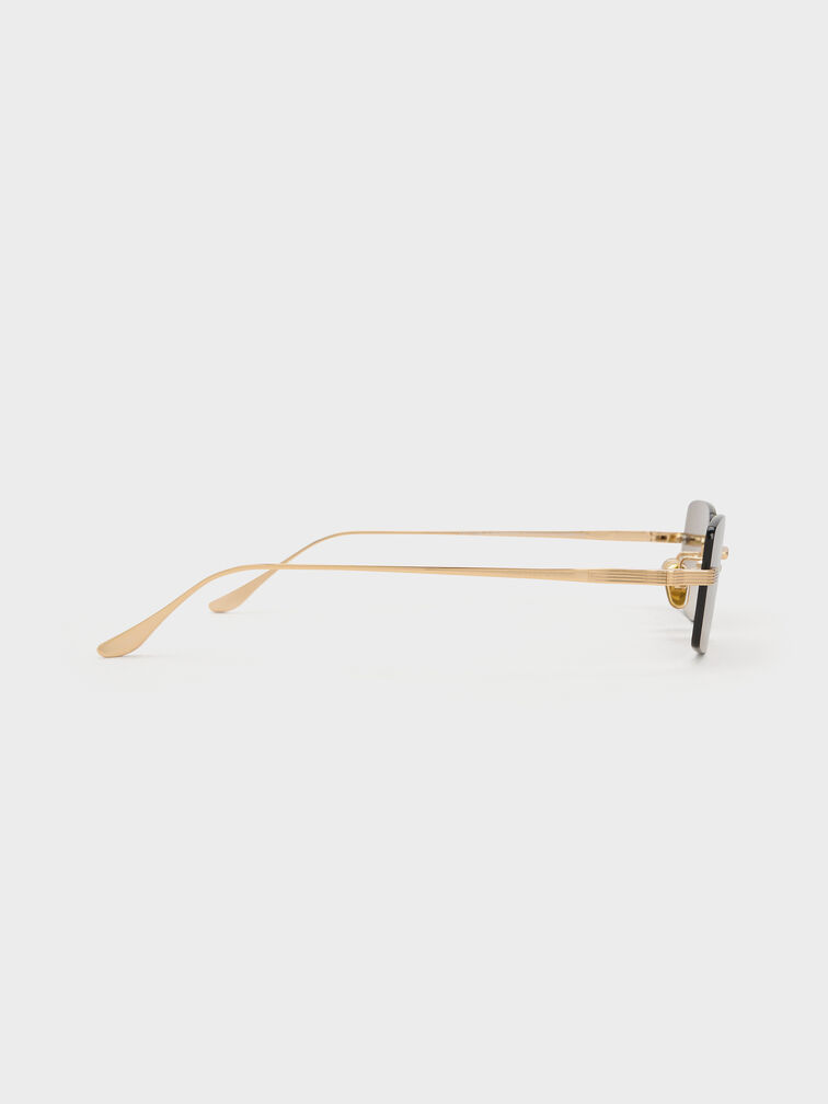 Easton Rimless Rectangular Sunglasses, Gold, hi-res