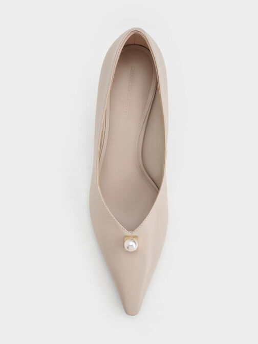 Marie Pearl Pointed Pumps, Taupe, hi-res
