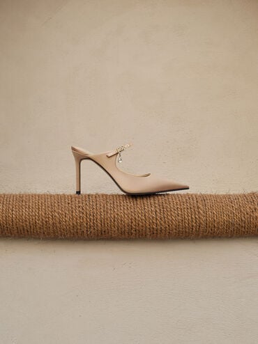 Teardrop-Crystal Buckle-Strap Mules, Gold, hi-res