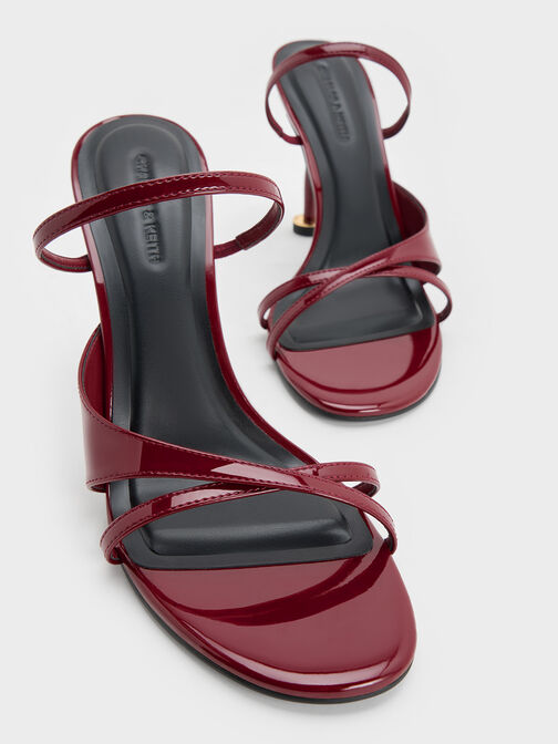 Wynn Patent Strappy Heeled Mules, Red, hi-res