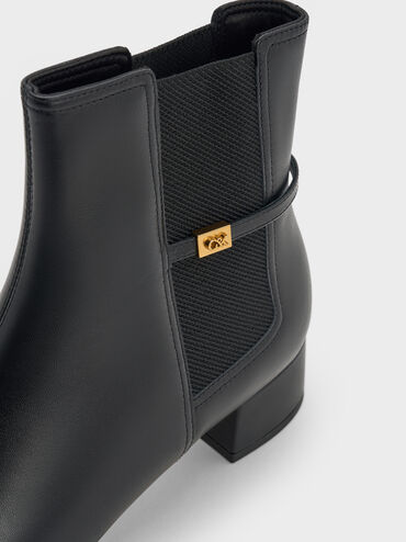 Georgina Leather Tapered Ankle Boots, Black, hi-res