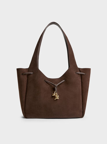 Mila Metallic-Knot Tote Bag, Espresso Brown, hi-res