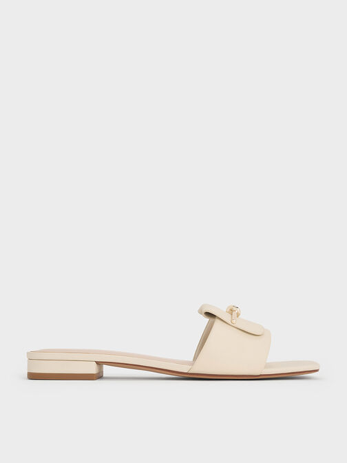 Knotted Accent Slide Sandals, Chalk, hi-res