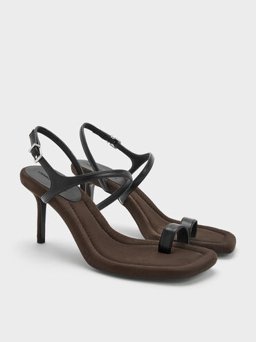 Toe-Ring Stiletto Sandals, Black, hi-res