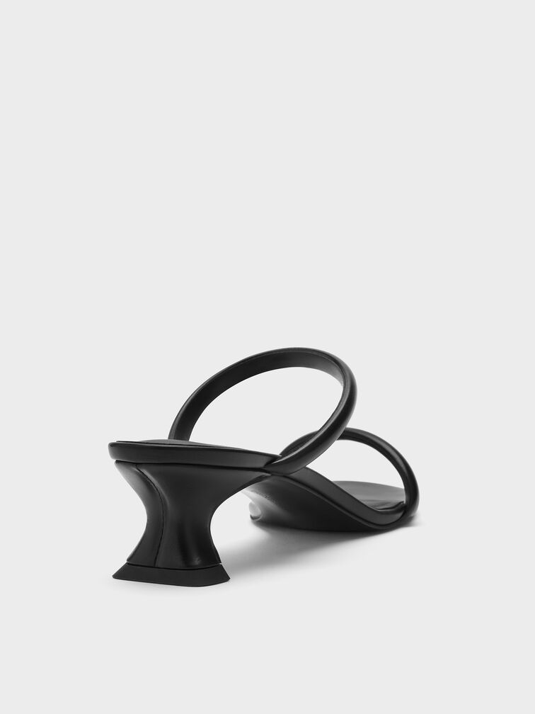 Double-Strap Slant-Heel Mules, Black, hi-res