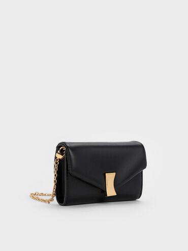 Lilibet Chain-Strap Wallet, Black, hi-res