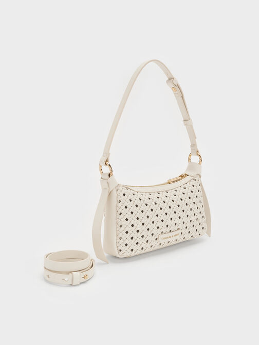 Mini Calla Woven Shoulder Bag, Cream, hi-res