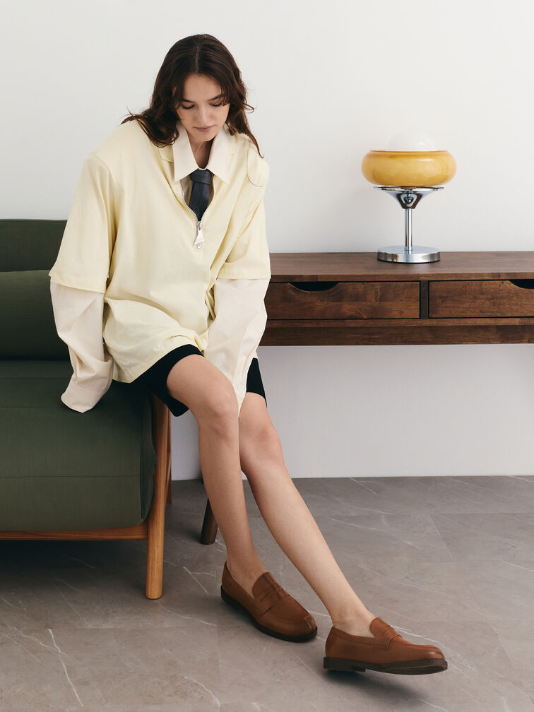 Arven Penny Loafers, Tan, hi-res