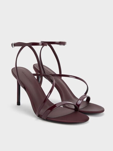 Andricia Patent Strappy Stiletto Sandals, Burgundy, hi-res