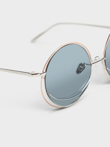 Circle Frame Sunglasses, Blue, hi-res