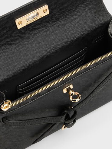 Tricha Knotted-Belt Top Handle Bag, Black, hi-res