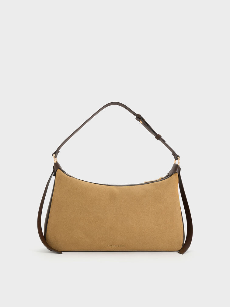 Calla Faux Suede Shoulder Bag, Sahara Sand, hi-res