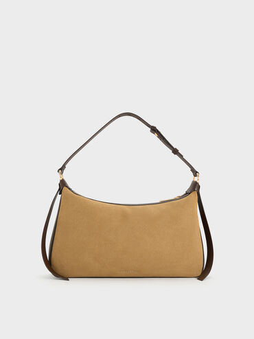 Calla Faux Suede Shoulder Bag, Sahara Sand, hi-res
