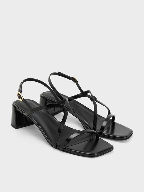Strappy Block-Heel Slingback Sandals, Black Boxed, hi-res