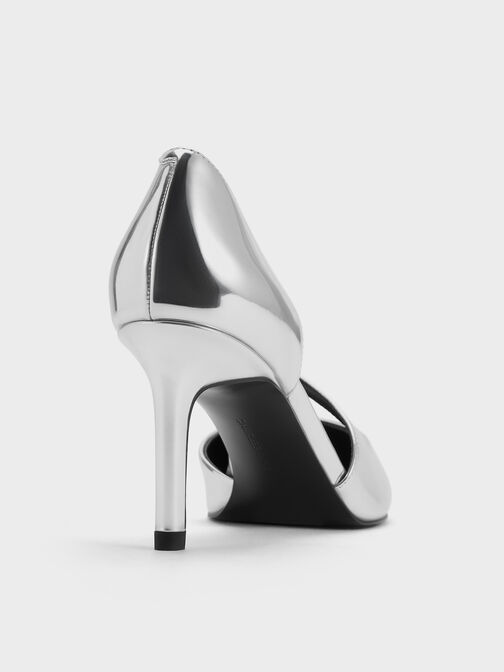 Metallic Asymmetric D'Orsay Pumps, Silver, hi-res
