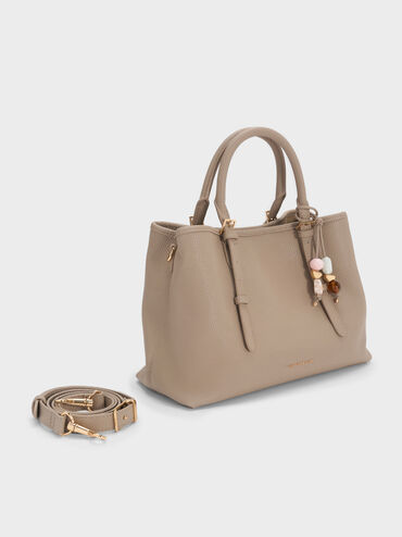 Baral Bead-Charm Tote Bag, Taupe, hi-res