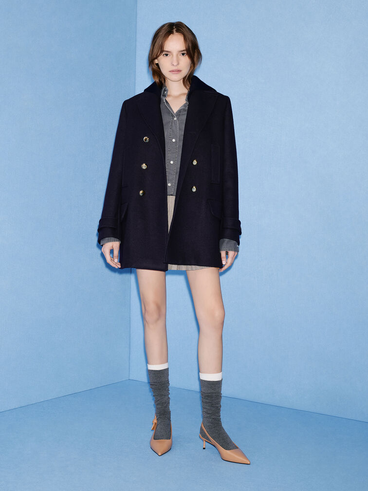 حذاء جايس مفتوح من الخلف مصنوع من الجلد بكعب قصير (كيتنز), تان, hi-res