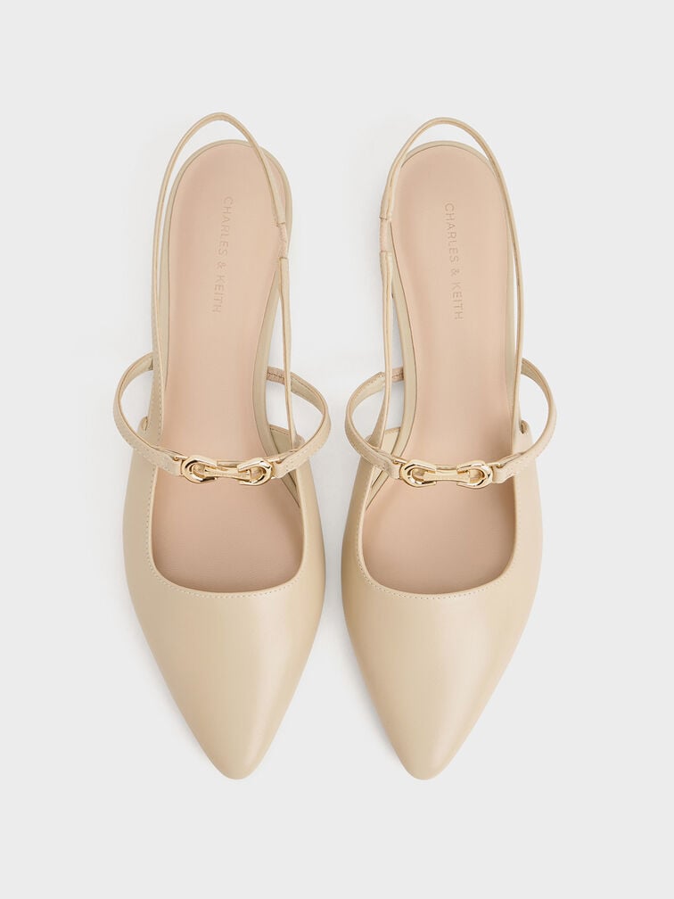 Trifina Pointed Slingback Flats, Taupe, hi-res