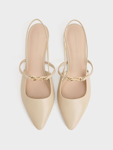 Trifina Pointed Slingback Flats, Taupe, hi-res