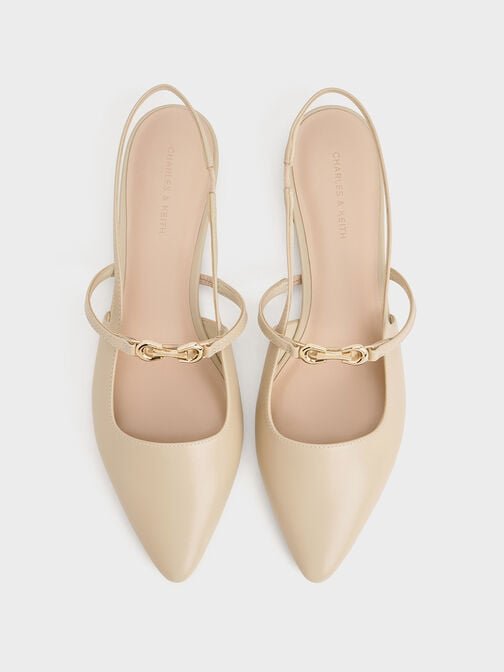 Trifina Pointed Slingback Flats, Taupe, hi-res