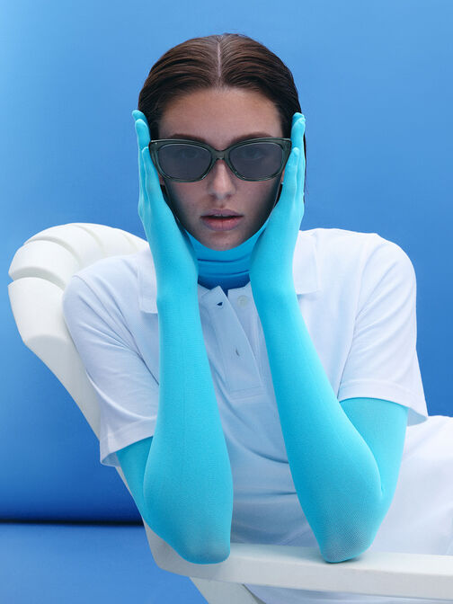 Maeva Cat-Eye Sunglasses, Teal, hi-res